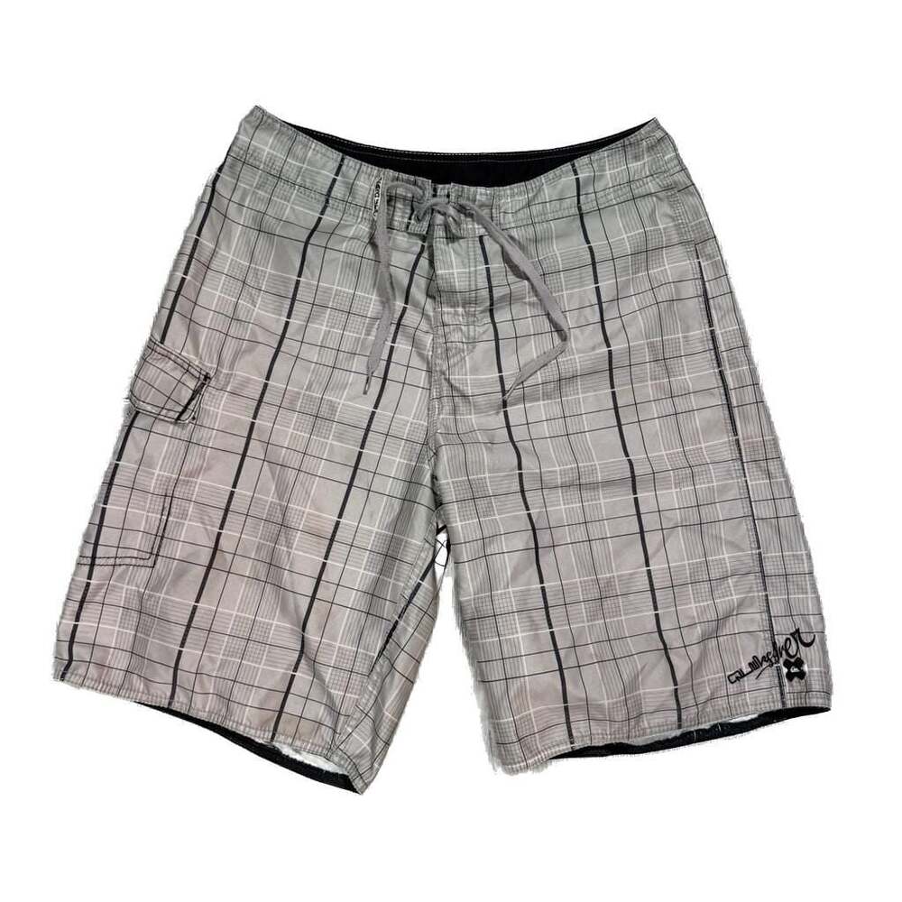 Quiksilver Men's Plaid Board Shorts with Cargo Pocket